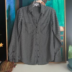 Classic Y2K Black and White Polka Dot Men's Shirt XS